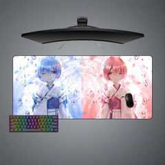 Re:Zero Sisters Design M-XXL Size Gaming Mouse Pad, Computer Desk Mat