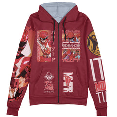 Red Ranger Mighty Morphin Power Rangers Streetwear Zip Hoodie Jacket