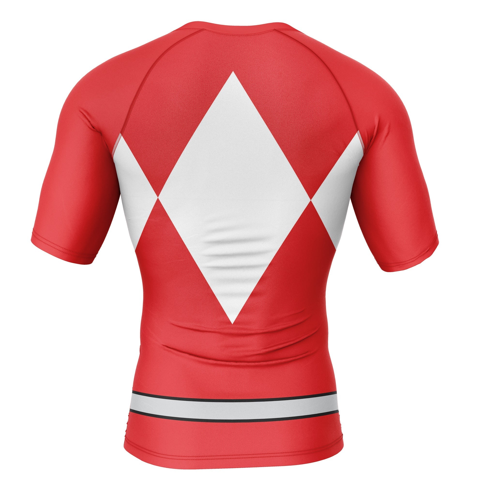 Red Ranger Mighty Morphin Power Rangers Short Sleeve Rash Guard Compression Shirt