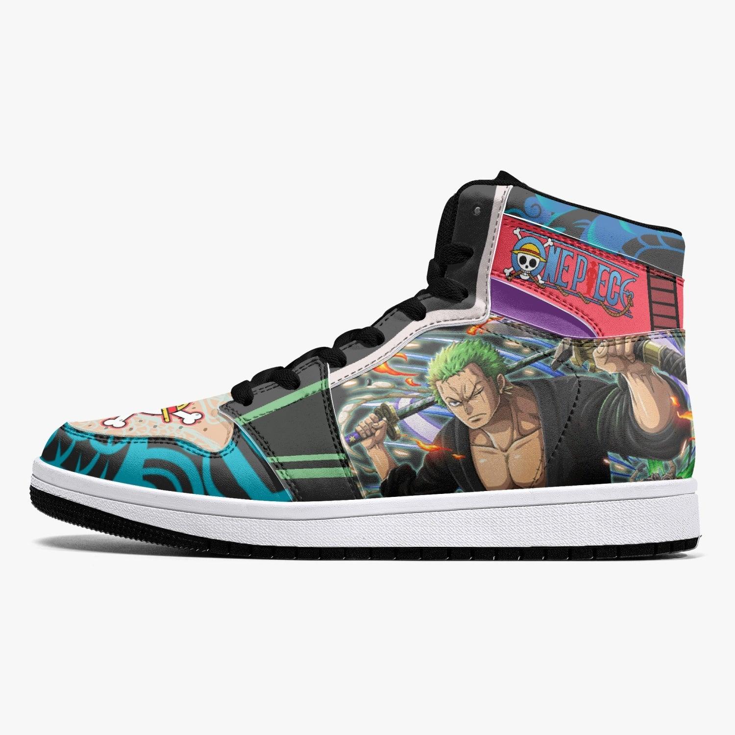 Roronoa Zoro Wano One Piece Mid 1 Basketball Shoes for Kids