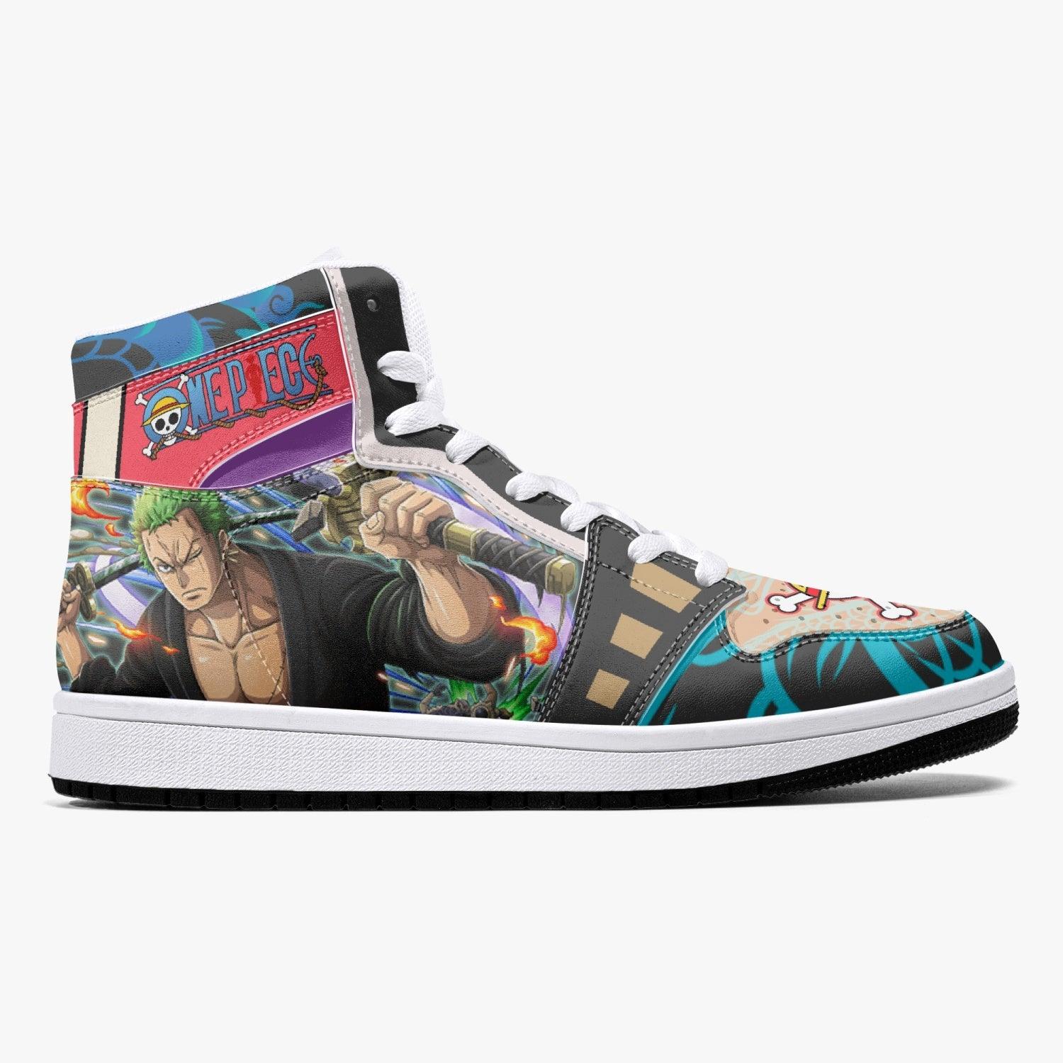 Roronoa Zoro Wano One Piece Mid 1 Basketball Shoes for Kids