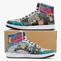 Roronoa Zoro Wano One Piece Mid 1 Basketball Shoes for Kids