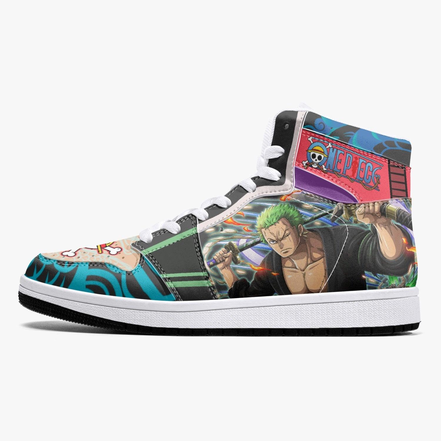 Roronoa Zoro Wano One Piece Mid 1 Basketball Shoes for Kids