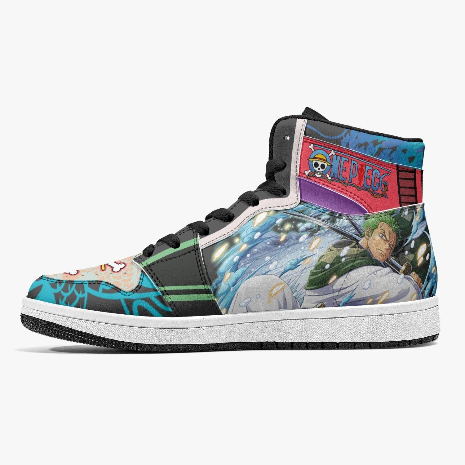 Roronoa Zoro Wano One Piece Mid 1 Basketball Shoes for Kids