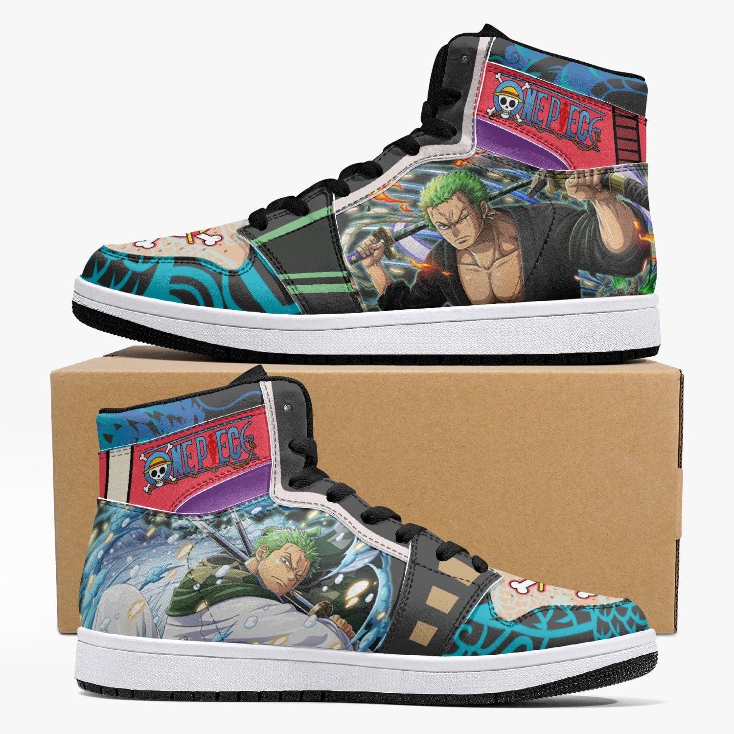 Roronoa Zoro Wano One Piece Mid 1 Basketball Shoes for Kids