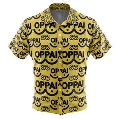 Saitama Oppai One Punch Man Button Up Hawaiian Shirt