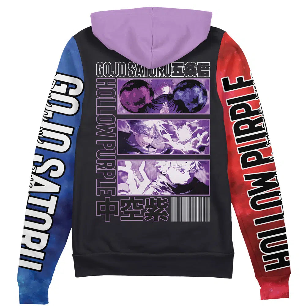 Satoru Gojo Hollow Purple Jujutsu Kaisen" Streetwear Zip Hoodie Jacket