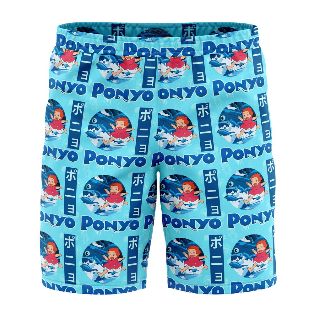 Sea Creatures Ponyo Studio Ghibli Board" Shorts Swim Trunks