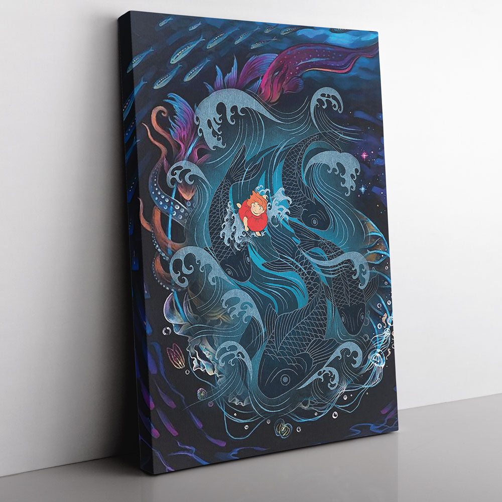 Sea Creatures Ponyo Studio Ghibli Canvas Print Wall Art - Nysekai