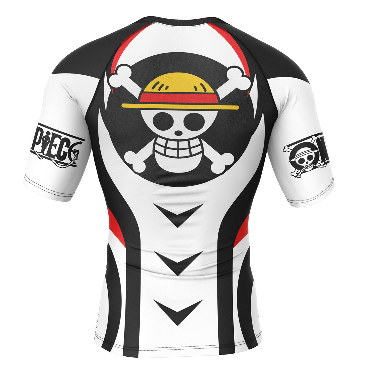 Straw Hat One Piece Short Sleeve Rash Guard Compression Shirt