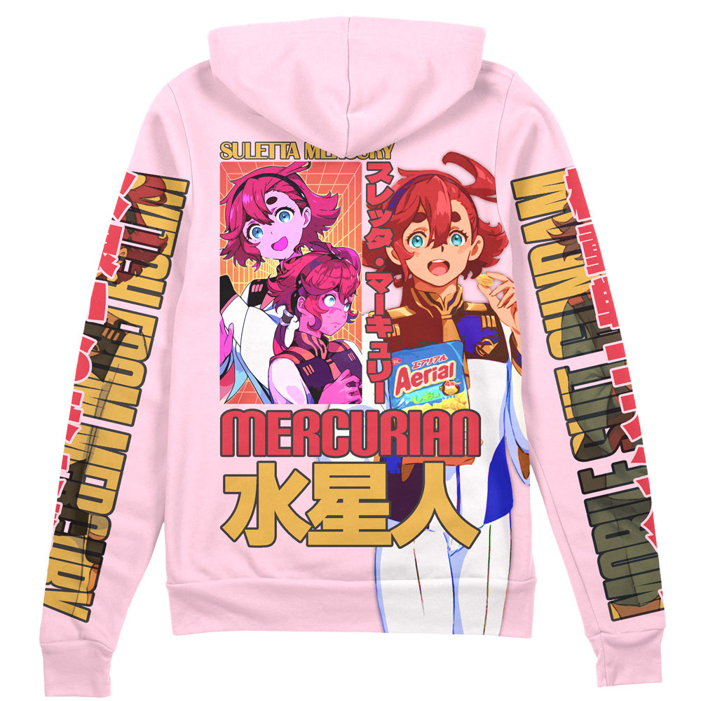 Suletta Mercury Gundam Witch from Mercury Streetwear Zip Hoodie Jacket