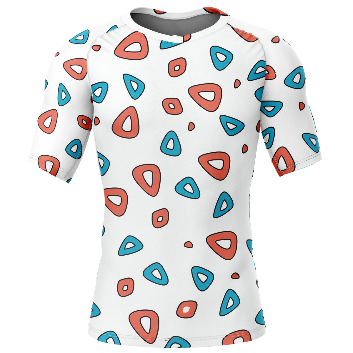 Togepi pattern Pokemon Short Sleeve Rash Guard Compression Shirt