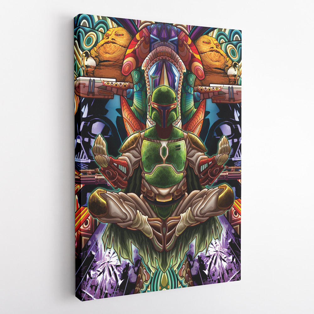 Trippy Boba Fett Star Wars Vertical Canvas Print Wall Art