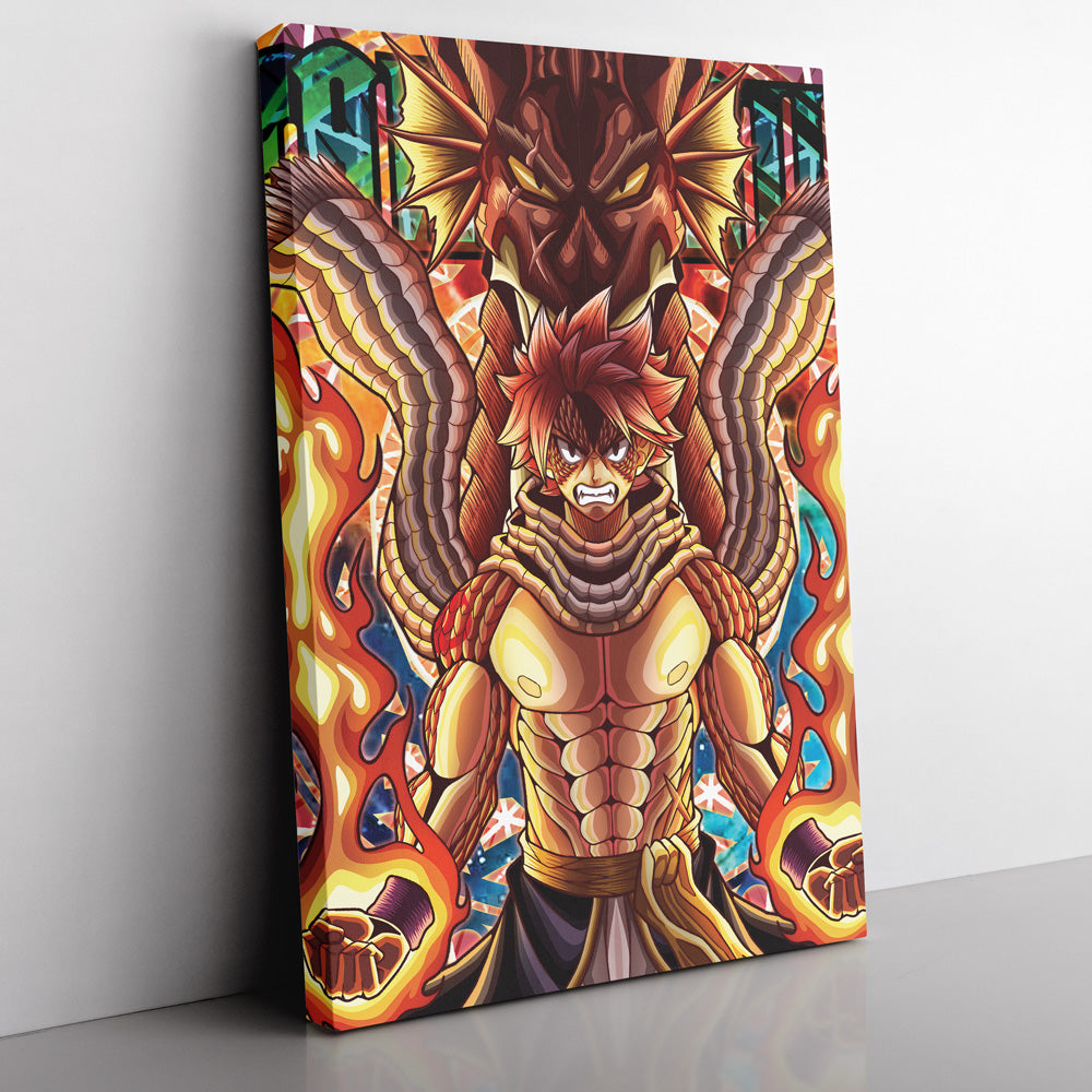 Trippy Natsu Dragneel x Igneel Fairy Tail Canvas Print Wall Art - Nysekai