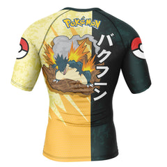 Typhlosion Attack Pokemon Short Sleeve Rash Guard Compression Shirt