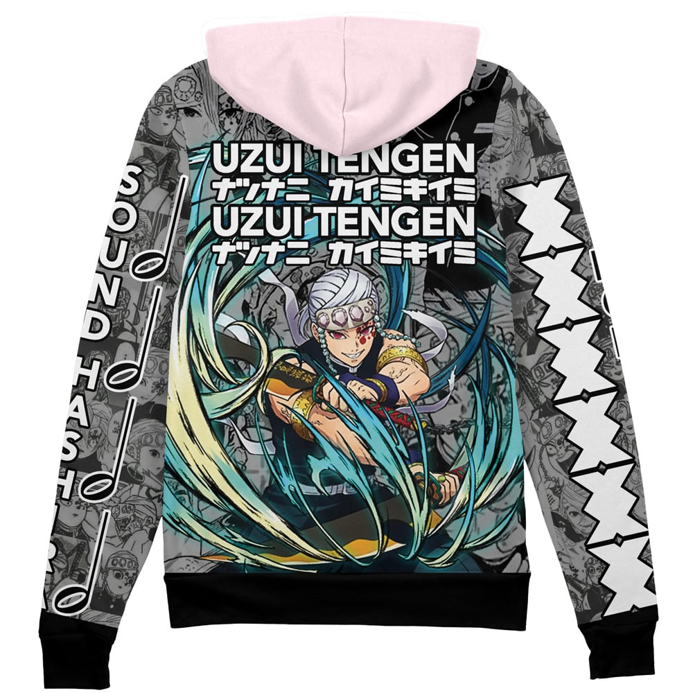 Uzui Tengen Manga Collage Demon Slayer" Streetwear Zip Hoodie Jacket