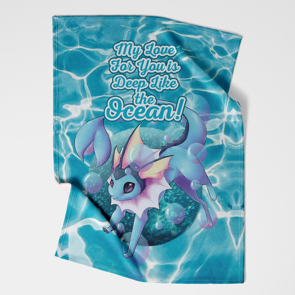 Vaporeon Deep Love Pokemon Blanket