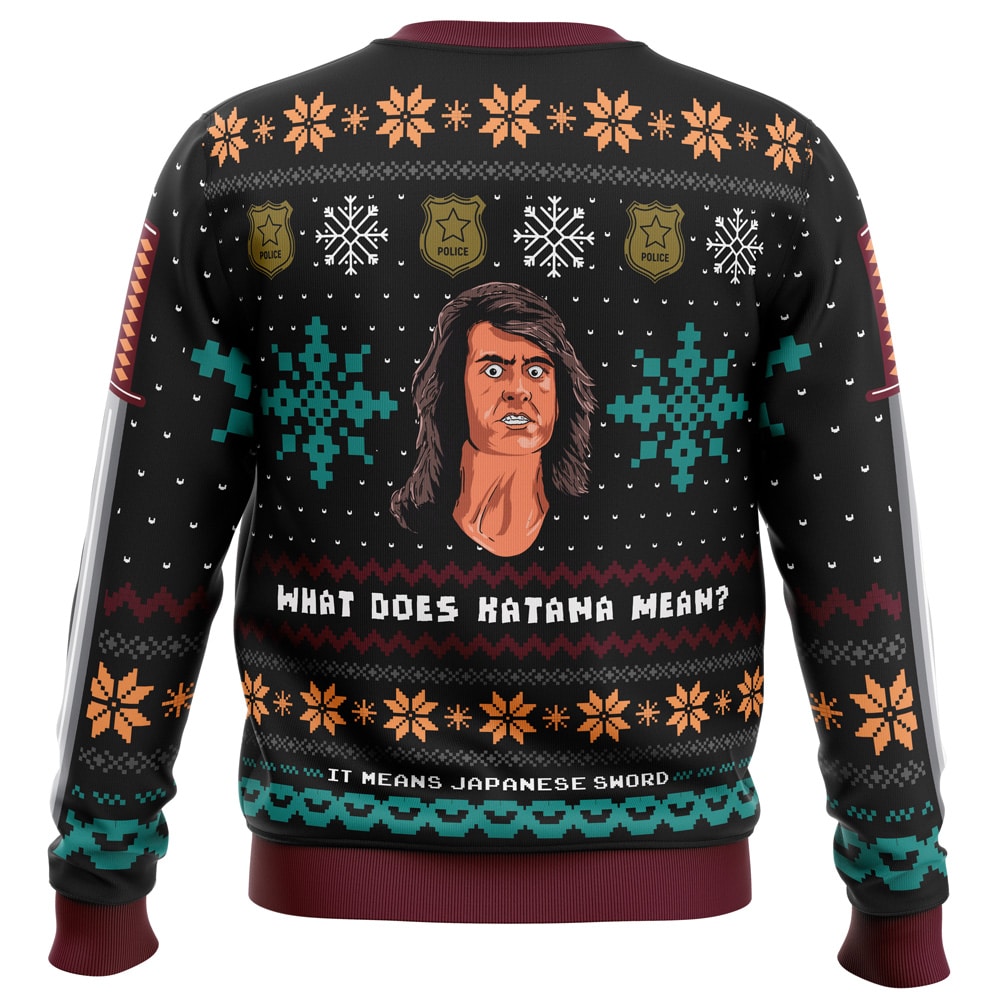 What does Katana mean Samurai Cop Ugly Christmas Sweater