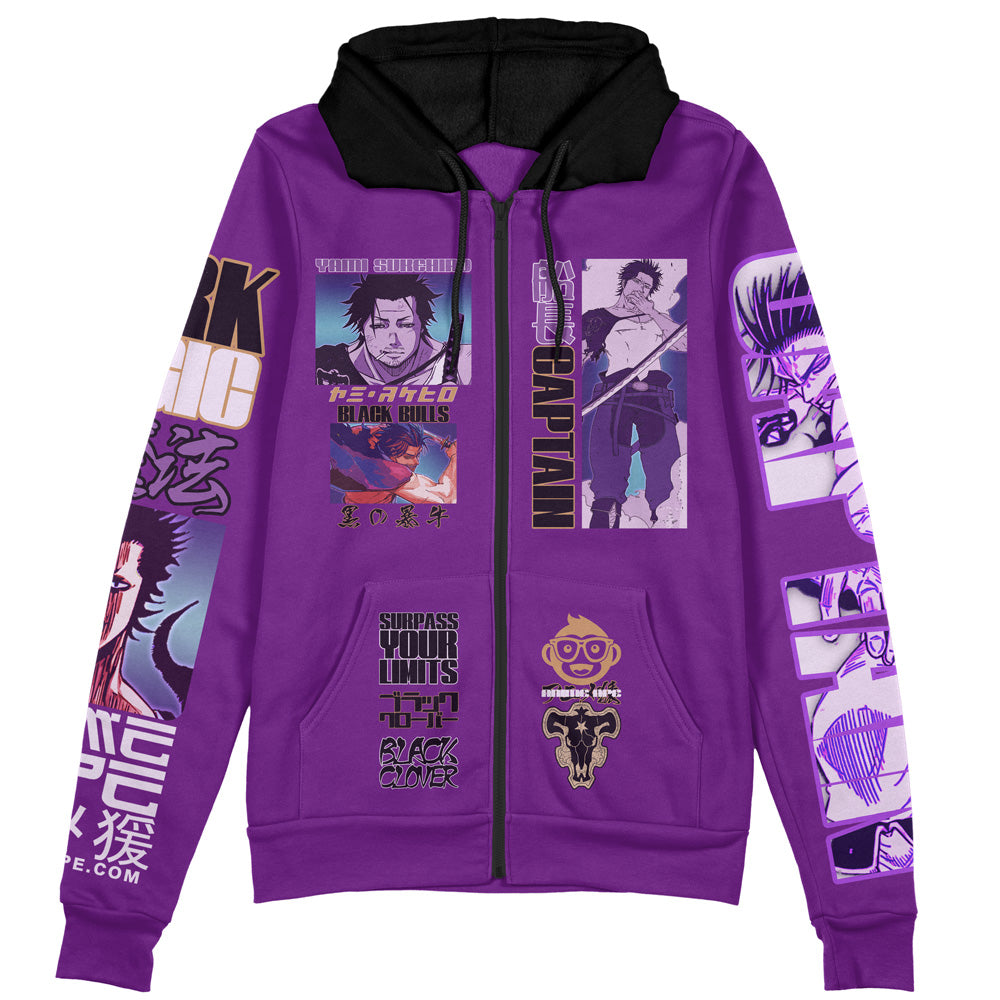 Yami Sukehiro V4 Black Clover Streetwear Zip Hoodie Jacket