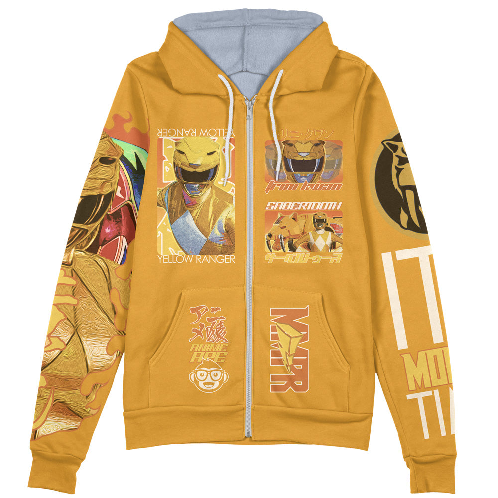Yellow Ranger Mighty Morphin Power Rangers Streetwear Zip Hoodie Jacket