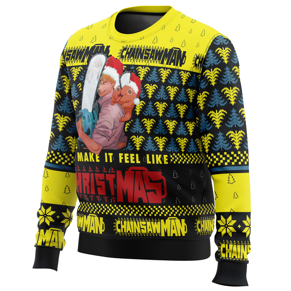 You Make It Fell Like Christmas Chainsaw Man Ugly Christmas Sweater