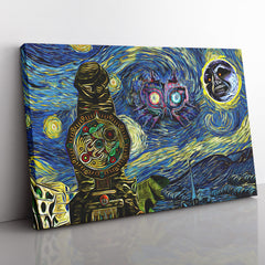 Zelda Majora's Mask Starry Night Clock Town Canvas Print Wall Art