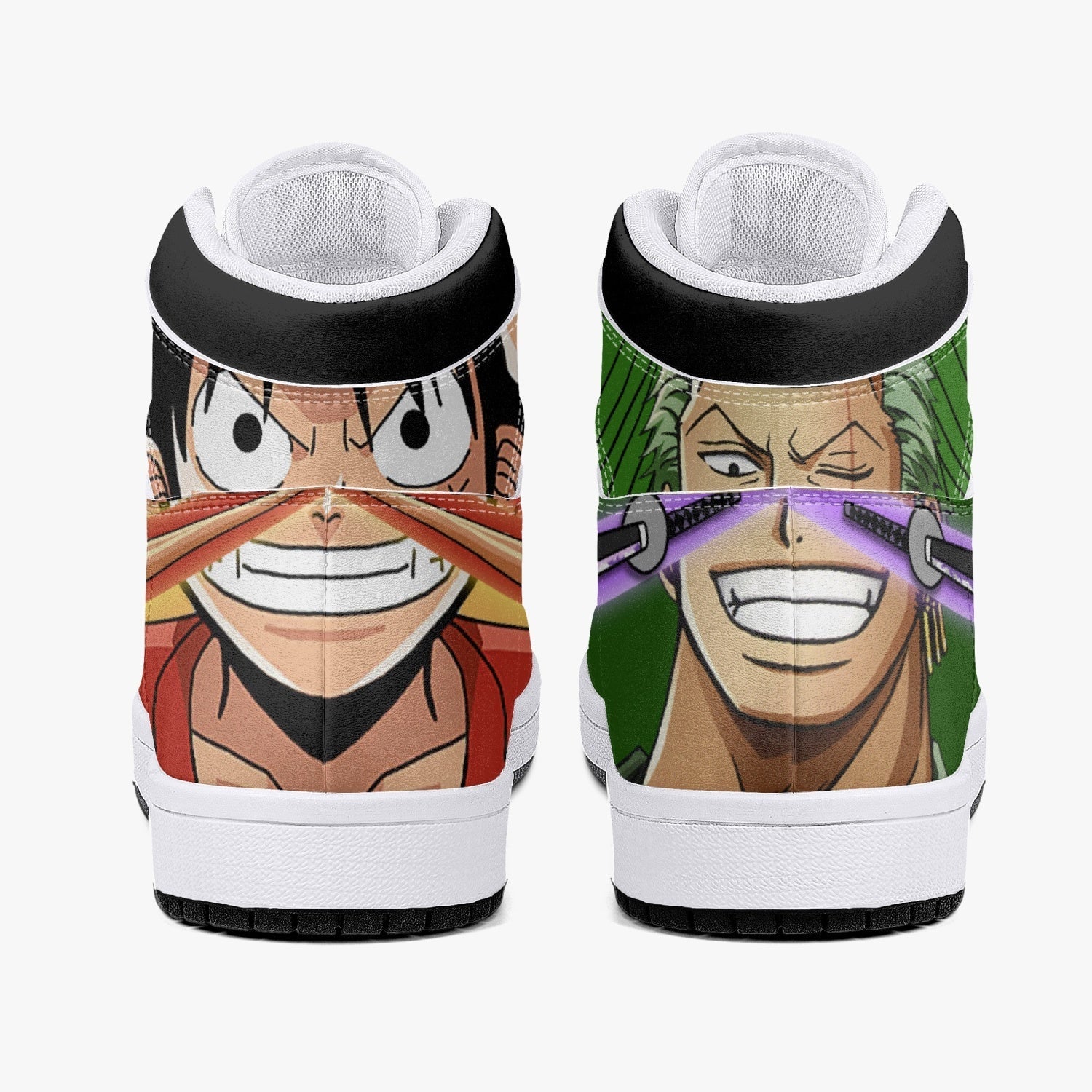 Zoro and Luffy One Piece V2 Mid 1 Basketball Shoes for Kids