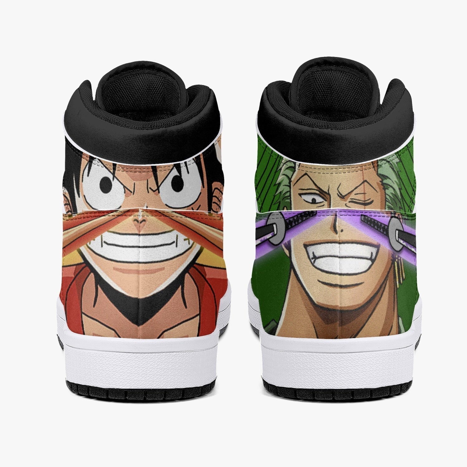 Zoro and Luffy One Piece V2 Mid 1 Basketball Shoes for Kids