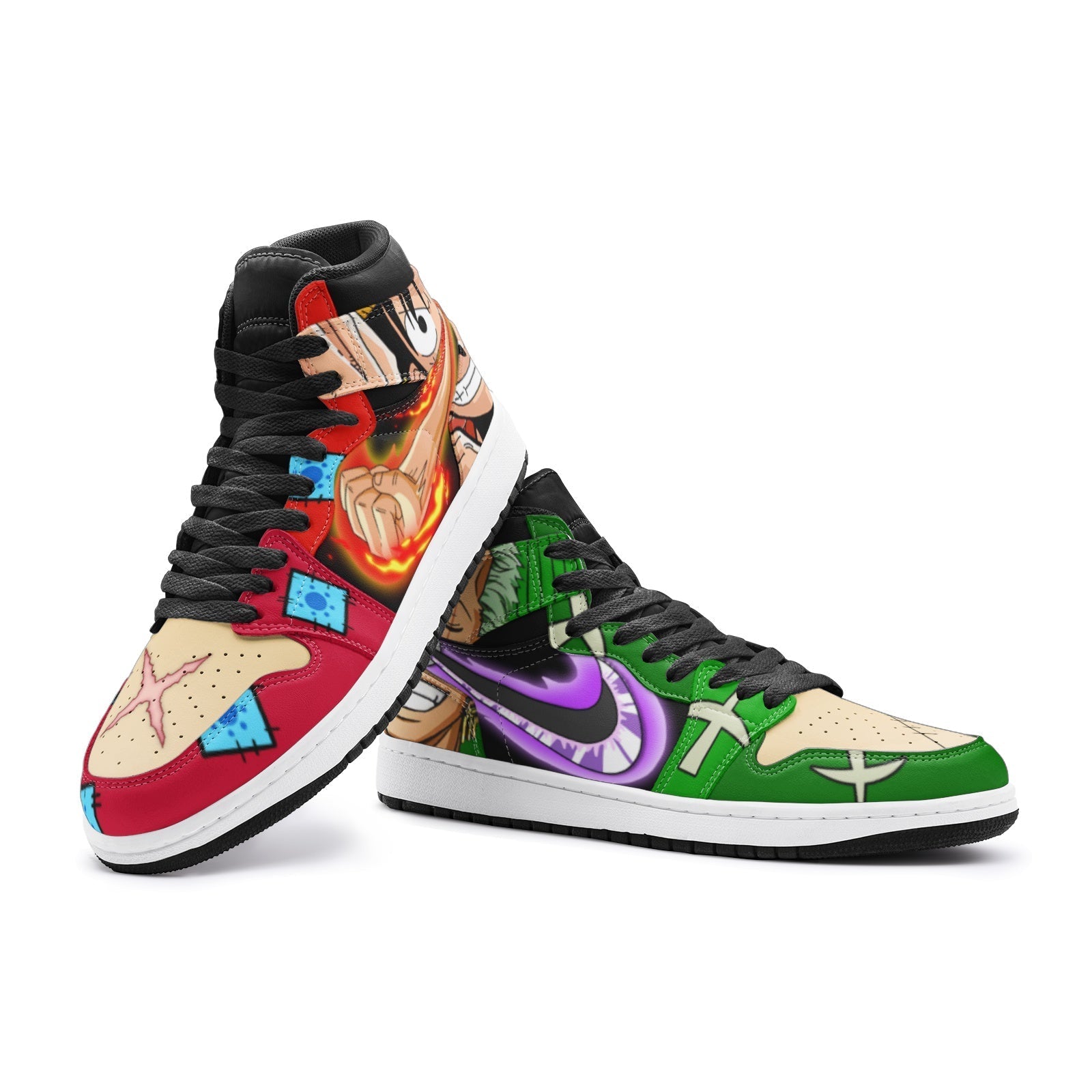 Zoro and Luffy One Piece Mid 1 Basketball Shoes