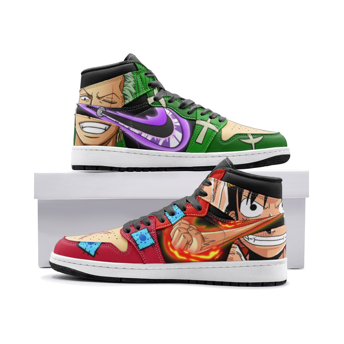 Zoro and Luffy One Piece Mid 1" Basketball Shoes